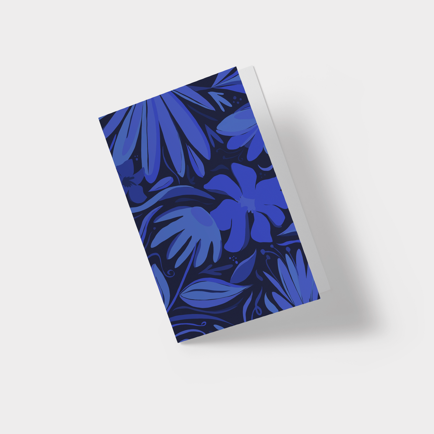 Indigo & Black Floral Greeting Card