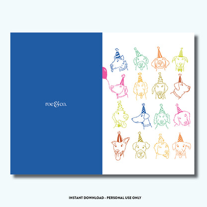 Dog Birthday Card | Instant Download Digital Greeting Card