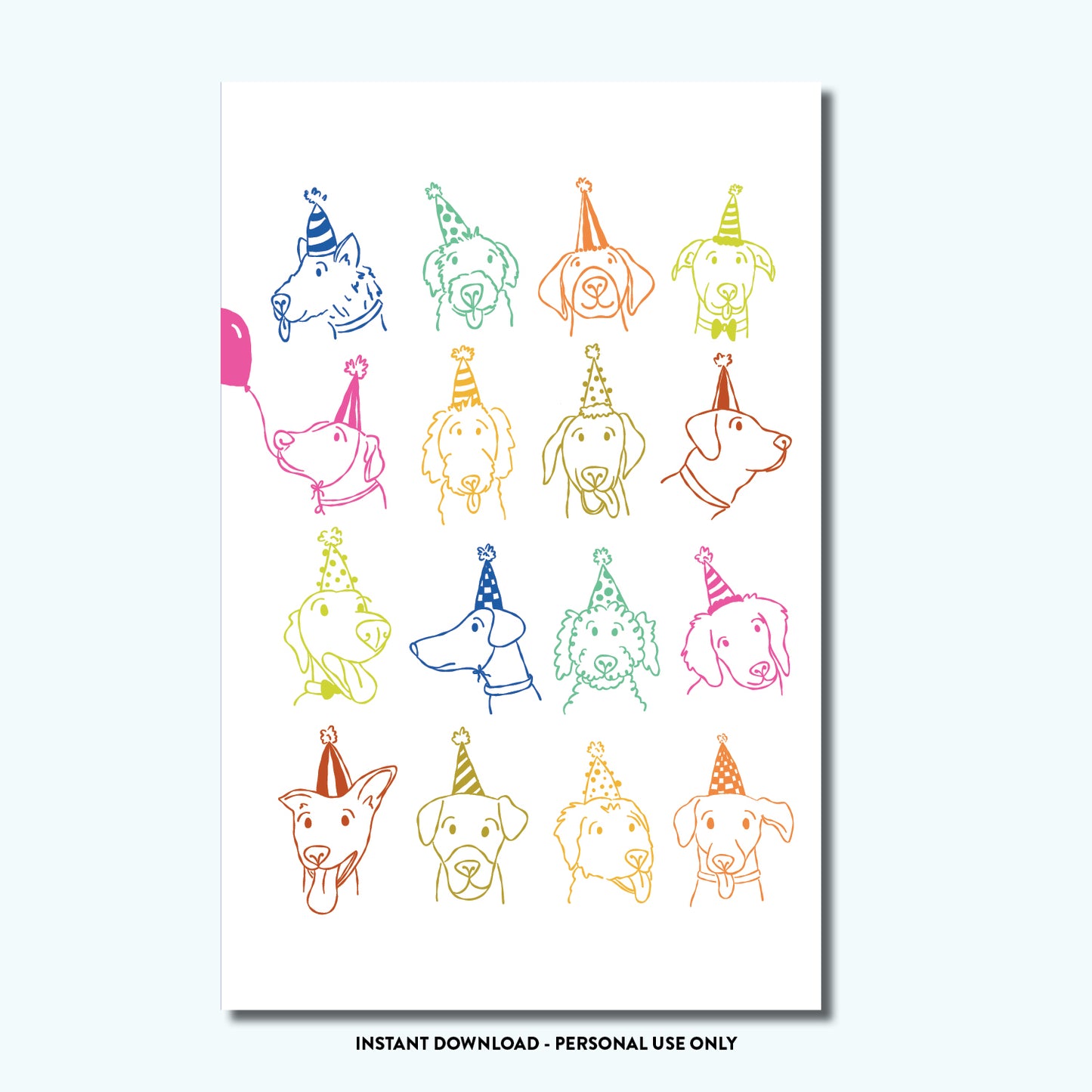 Dog Birthday Card | Instant Download Digital Greeting Card